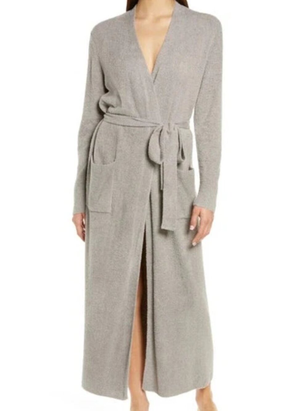 NEW Barefoot Dreams CozyChic Lite Island Wrap Long Robe Pewter XXS/XS #R43